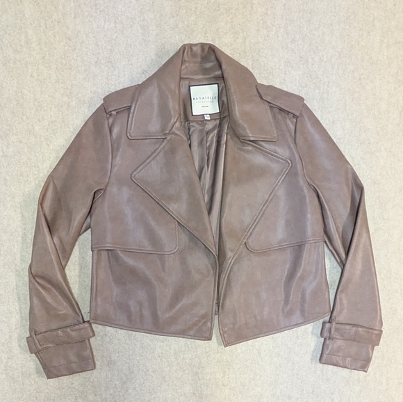 Bagatelle Collection Jackets & Blazers - Bagatelle Taupe Faux Leather Women's Blazer Jacket So Soft!  Size Small